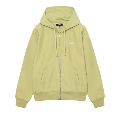 Pre-owned Stussy Stock Logo Zip Hoodie 'pale Green'