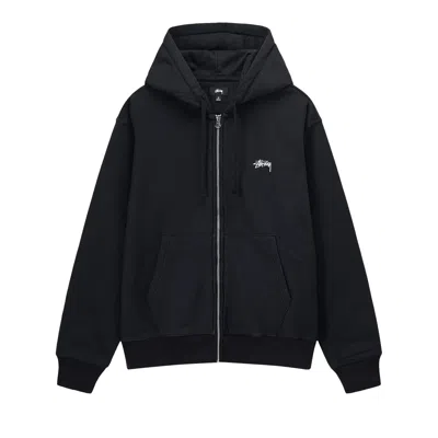 Pre-owned Stussy Stock Logo Zip Hoodie 'washed Black'