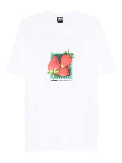 Stussy Strawberry-print T-shirt In White