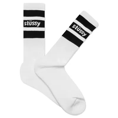 Pre-owned Stussy Stripe Crew Socks In Black/white