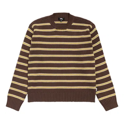 Pre-owned Stussy Stripe Knit Crew 'forest' | Green | Men's Size L