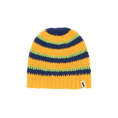 Pre-owned Stussy Stripe Knit Skullcap 'gold' | Men's Size Onesize