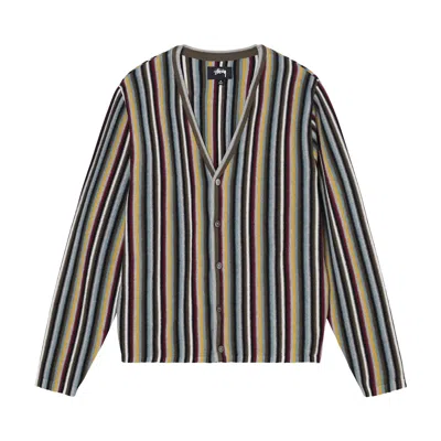 Pre-owned Stussy Stripe Pattern Cardigan 'multicolor' In Multi-color