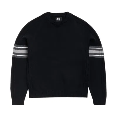 Pre-owned Stussy Stripe Raglan Crew 'black' | Men's Size M