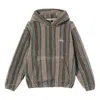Stussy Stripe Sherpa Hoodie 'tannin' In Multi