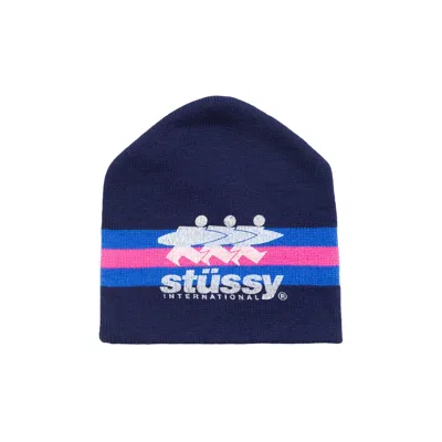 Pre-owned Stussy Stripe Ski Beanie 'navy' | Blue | Men's Size Onesize