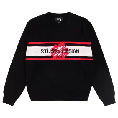 Pre-owned Stussy Striped Hibiscus Sweater 'black' | Men's Size S