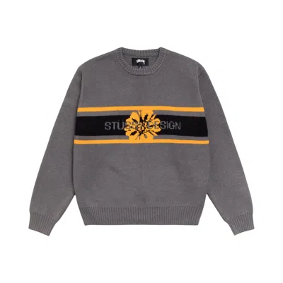 Pre-owned Stussy Striped Hibiscus Sweater 'grey' | Men's Size L