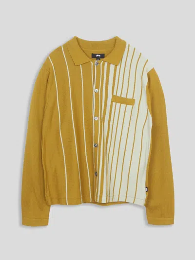 Stussy Striped Knit Shirt In Brown