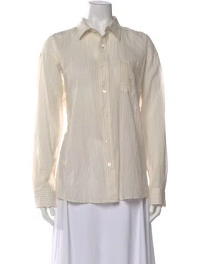 Pre-owned Stussy Striped Long Sleeve Button-up Top In Neutral