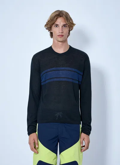 Stussy Striped Long Sleeve Sweater In Black