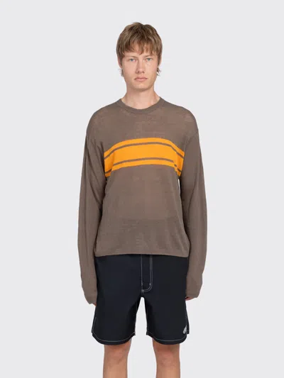 Stussy Striped Long Sleeve Sweater In Brown