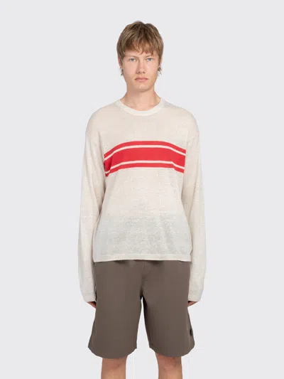 Stussy Striped Long Sleeve Sweater In White