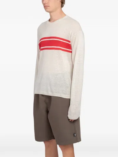 Stussy Striped Long-sleeve Sweater In White