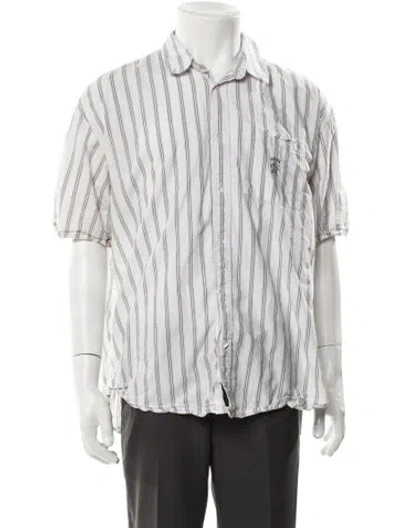 Pre-owned Stussy Striped Short Sleeve Shirt In White
