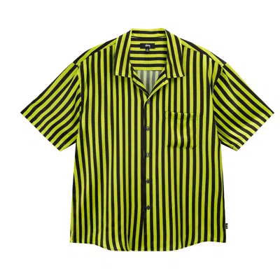 Pre-owned Stussy Striped Silk Shirt 'black' In Multi-color