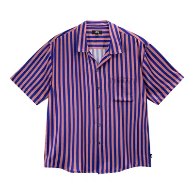 Pre-owned Stussy Striped Silk Shirt 'blue' In Multi-color