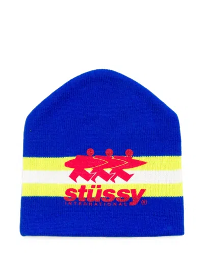 Stussy Striped Ski Beanie Hat In Blue