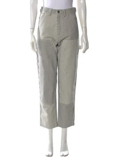 Pre-owned Stussy Striped Straight Leg Pants In White