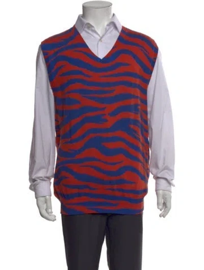 Pre-owned Stussy Striped V-neck Sweater Vest In Multi