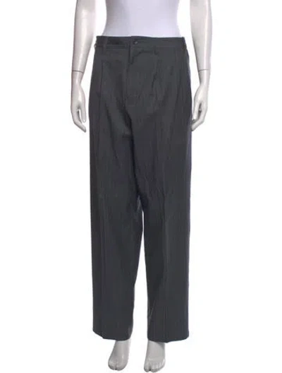 Pre-owned Stussy Striped Wide Leg Pants In Gray
