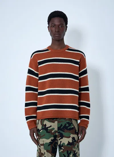 Stussy Striped Wool-blend Sweater In Orange