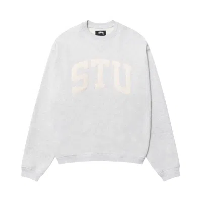 Pre-owned Stussy Stu Appliqué Crew 'ash Heather' | Grey | Men's Size Xl
