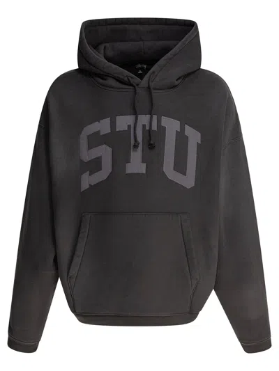 Stussy Stu Applique Hood Sweatshirts Black