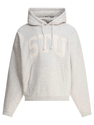 Stussy Stu Applique Hood Sweatshirts Beige In Gray