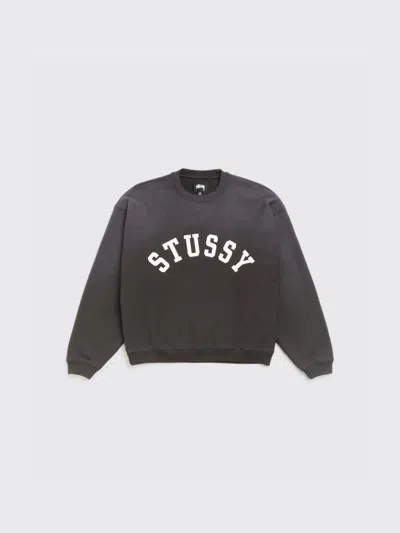 Stussy Sun Faded Oversized Crew In Gray
