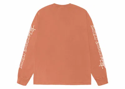 Pre-owned Stussy Superior Quality Pigment Dyed Long Sleeve Tee Shirt In Rust In Brown