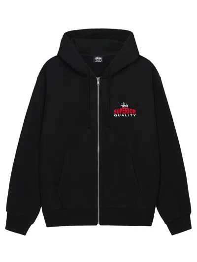 Stussy Superior Quality Zip Hoodie In Black