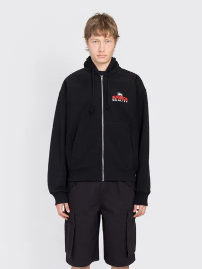 Stussy Superior Quality Zip Hoodie In Black