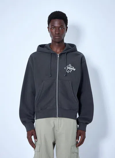 Stussy Surf Size Dyed Zip Hoodie In Gray