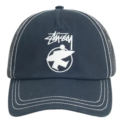 Stussy Surfman Trucker 'black' In Blue