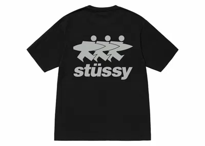 Pre-owned Stussy Surfwalk Pigment Dyed Tee Shirt In Black