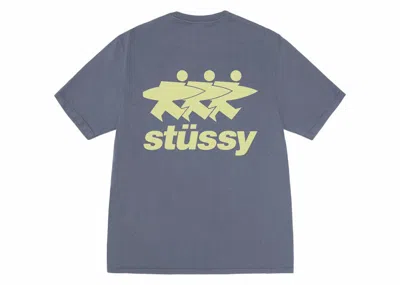 Pre-owned Stussy Surfwalk Pigment Dyed Tee Shirt In Indigo In Purple