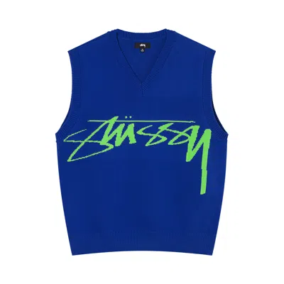 Pre-owned Stussy Sweater Vest 'blue'