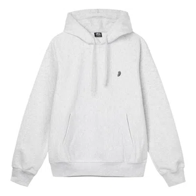 Stussy Swirl Applioue Hoodie 'light Grey' In White