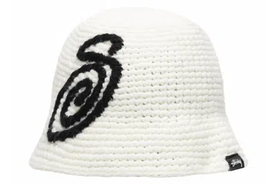 Pre-owned Stussy Swirly S Knit Bucket Hat Bone