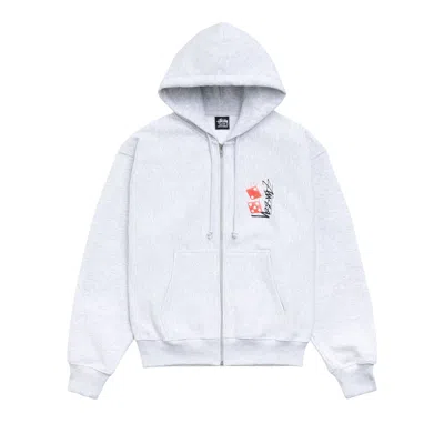 Pre-owned Stussy Tall Dice Zip Hoodie 'ash Heather' | Grey | Men's Size S In Gray