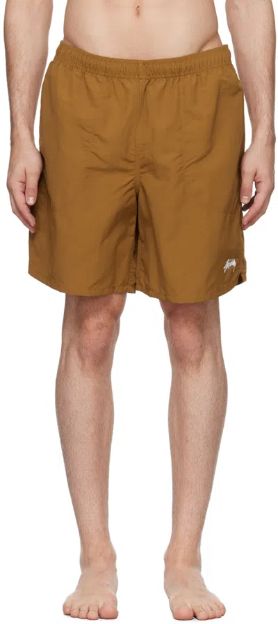 Stussy Tan Stock Swim Shorts In Coyo Coyote