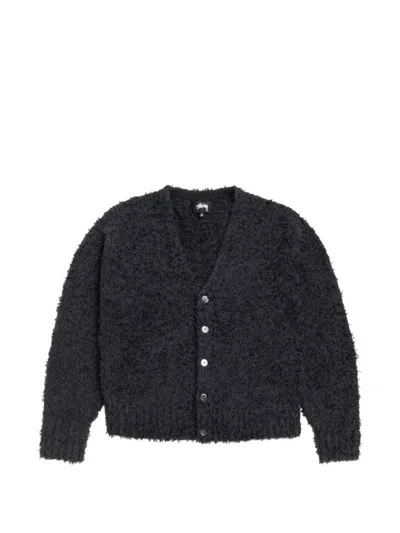 Stussy Textured Button-up Cardigan In Black