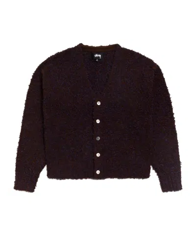 Stussy Textured Cardigan In Brown