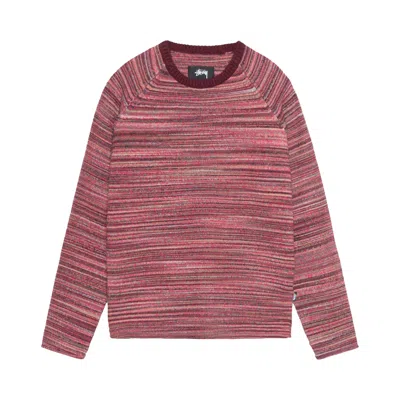 Pre-owned Stussy Textured Knit Contrast Collar Crew 'red Multi' In Multi-color