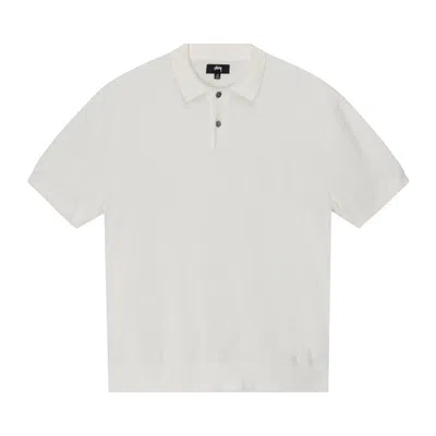 Pre-owned Stussy Textured Short-sleeve Polo Sweater 'bone' In Cream