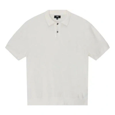Stussy Textured Ss Polo Sweter 'bone' In White