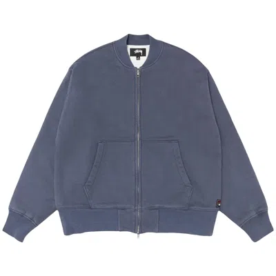Pre-owned Stussy Thermal Lined Fleece Zip 'faded Blue' | Men's Size L