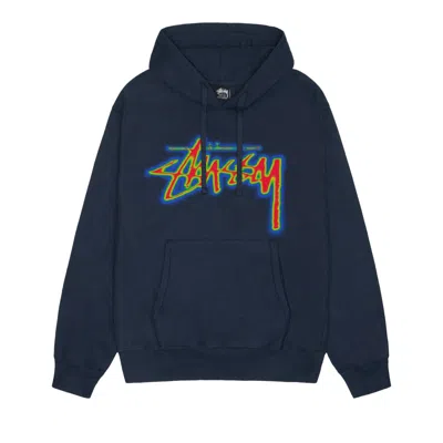 Pre-owned Stussy Thermal Stock Hoodie 'navy' In Blue