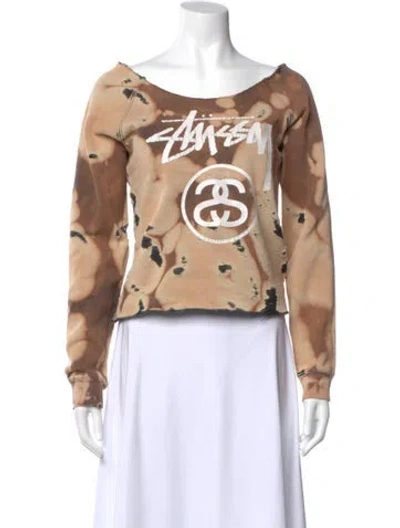 Pre-owned Stussy Tie-dye Print Crew Neck Sweatshirt In Neutral